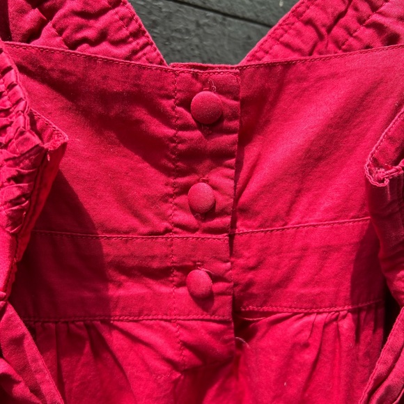 Deep red cotton tie back baby doll tank top medium w/ button detail fit n flare - Picture 5 of 9